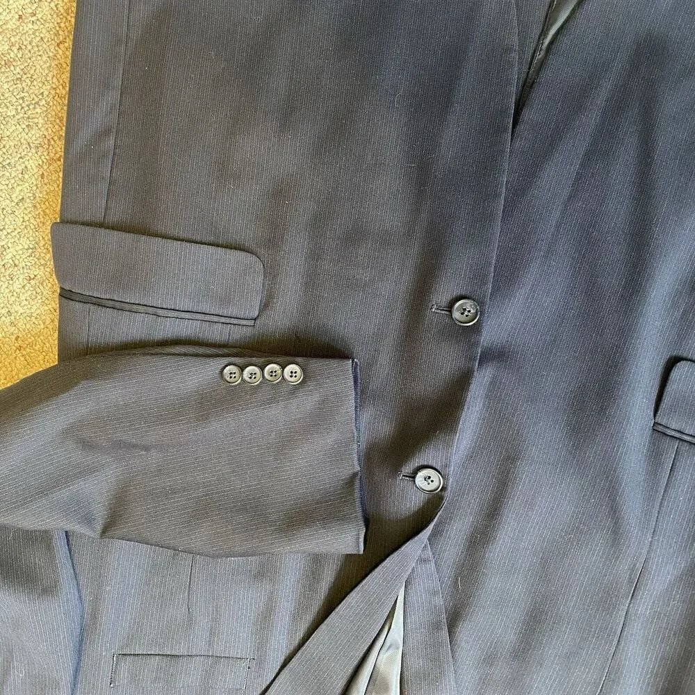 Stafford Signature Classic Fit Men Sz 50Long Blazer Jacket Sport Coat Black Blue